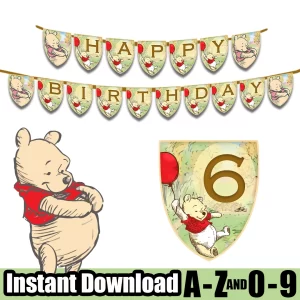 Banderín de Winnie Pooh- Lampara archivo digital - descarga inmediata.