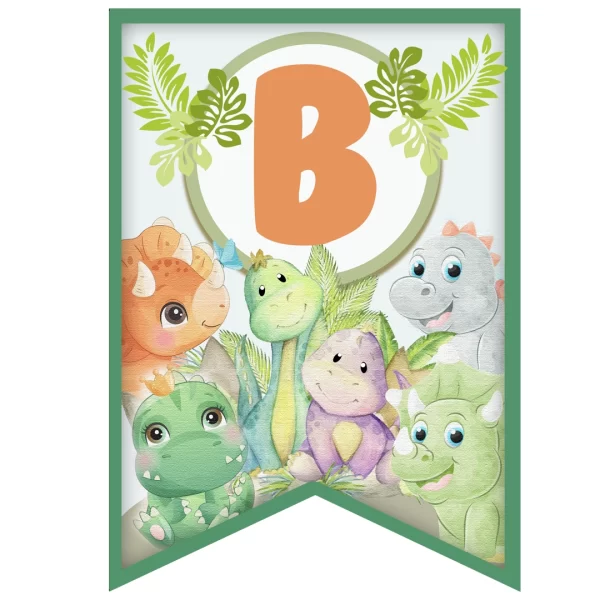 Banderín de Dinosaurio - tiernos - Archivo digital - Descarga Inmediata - Imagen 3