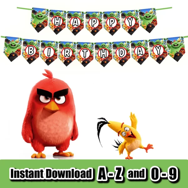 Banderín de Angry Birds - archivo digital - descarga inmediata.