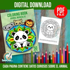 Cuaderno para Colorear de Mandalas con Animalitos para Niños - PDF imprimible