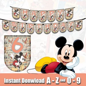 Carrito2 4 Banderín de Mickey Mouse - Archivo digital - Descarga Inmediata