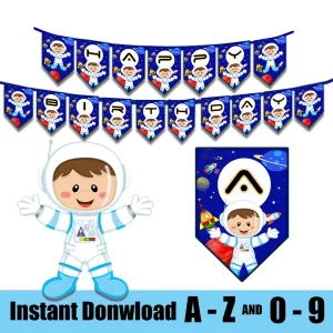 Banderín de Astronauta- archivo digital - descarga inmediata.
