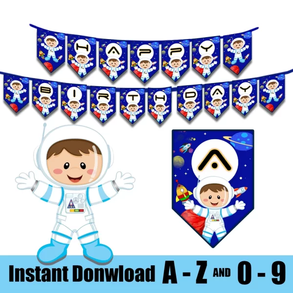 Banderín de Astronauta- archivo digital - descarga inmediata.