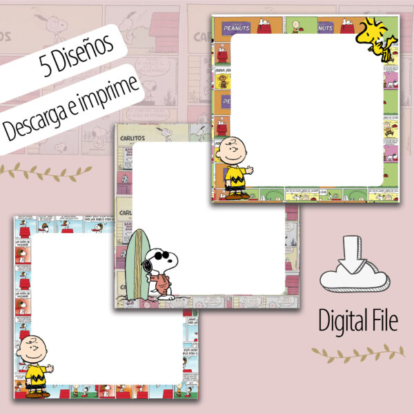 Taco de Hojas Snoopy Descargable 5 Diseños Listos para Imprimir - Imagen 2