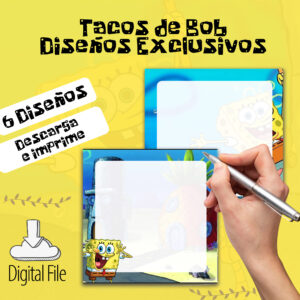 Tacos de Bob Esponja 6 Diseños Exclusivos - Genial