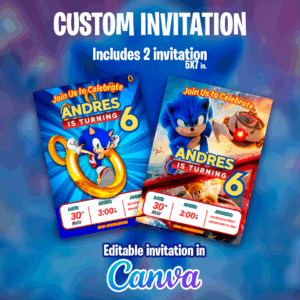 invitacion sonic editable canva