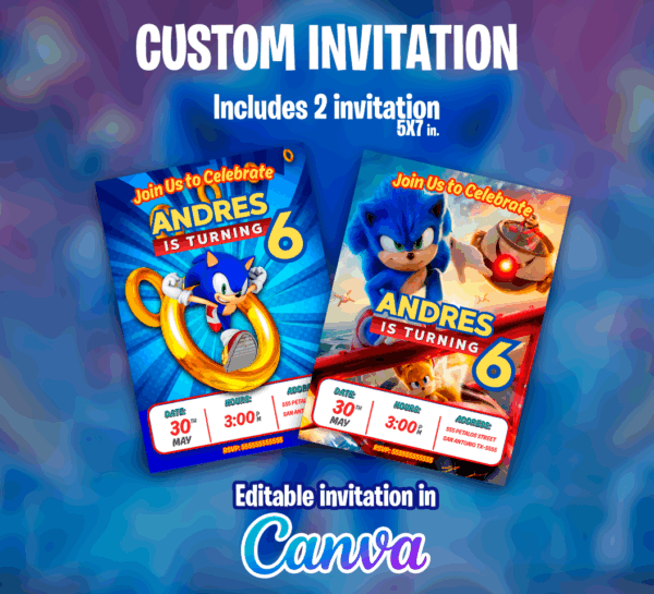 invitacion sonic editable canva