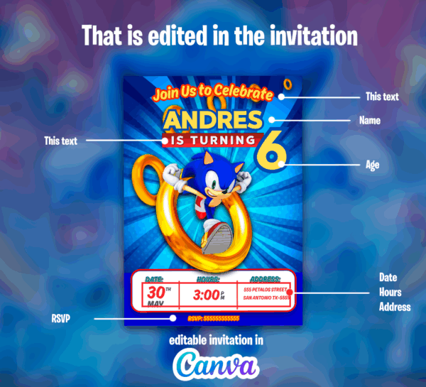 invitacion sonic editable canva 1