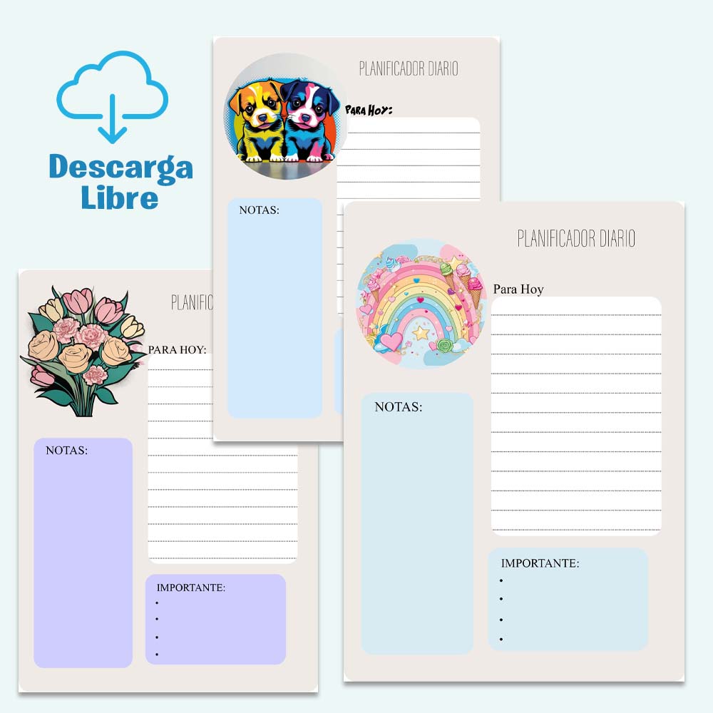 Plantilla de Planificación Diaria | 3 Modelos de Hoja de Diario GRATIS 3 hoja diario