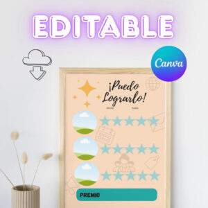 Tablero de Recompensas para Niños Estimulación con Estrellas editable Canva
